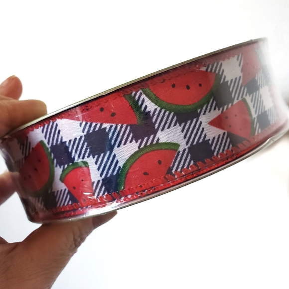 Watermelon 🍉 Picnic Ribbon Wired Edge Full 50 Yd Roll Spool New, Large Roll 🍉 - Picture 1 of 8